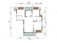 F户型套内66.76㎡， 3室2厅1卫1厨， 建筑面积约80.00平米