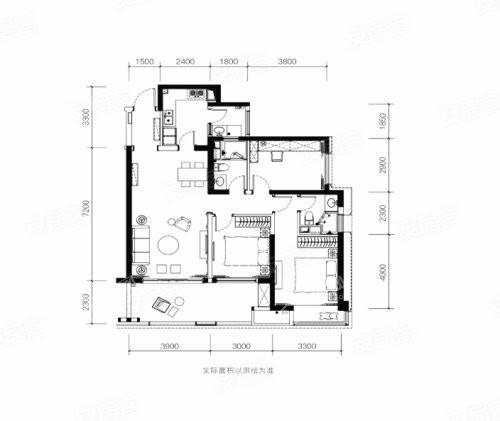 B3套内101户型， 3室2厅2卫1厨， 建筑面积约125.00平米