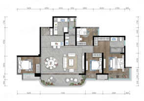 建面143户型， 4室2厅2卫1厨， 建筑面积约143.00平米