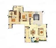 大平层C1户型， 4室2厅2卫1厨， 建筑面积约207.00平米