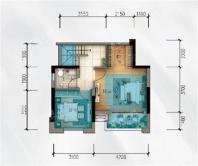 A3套内70户型， 3室2厅1卫1厨， 建筑面积约90.00平米