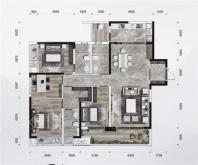 E1套内140户型， 4室2厅2卫1厨， 建筑面积约177.00平米