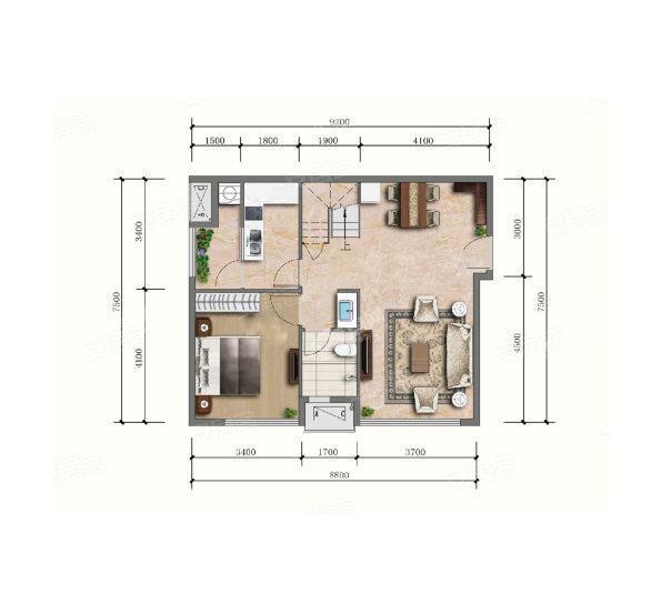 C2户型， 公寓， 建筑面积约87.00平米