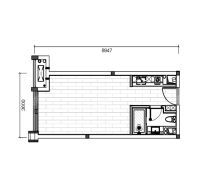 A户型， 1室0厅1卫1厨， 建筑面积约49.00平米