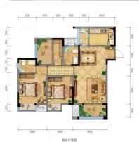 D-3套内75.99户型， 2室2厅2卫1厨， 建筑面积约96.24平米