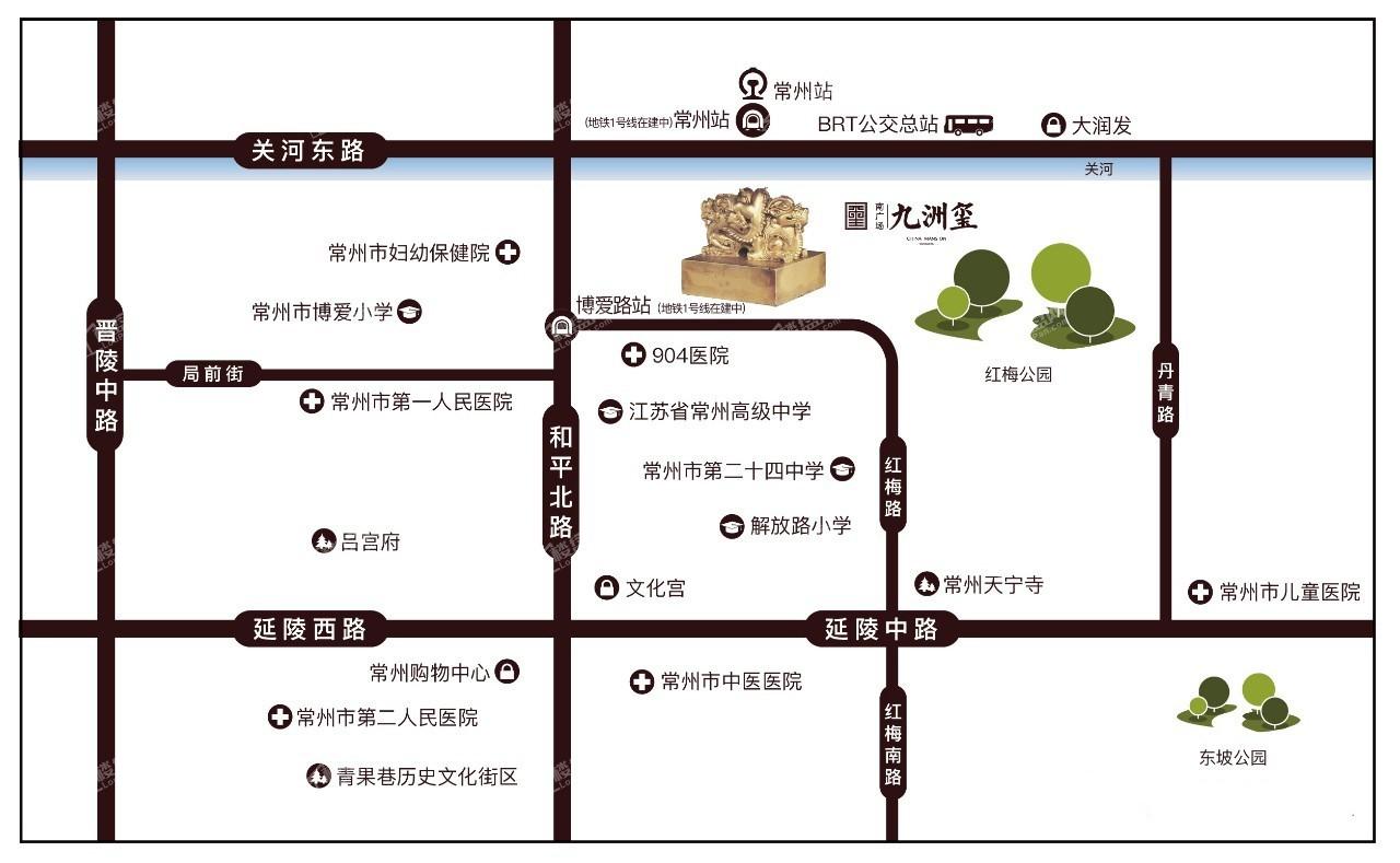 九洲南广场花园区位交通图