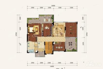 三期A户型， 5室3厅3卫1厨， 建筑面积约269.00平米