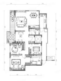 大平层C1， 3室3厅2卫1厨， 建筑面积约156.00平米