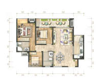 1栋A1户型， 3室2厅2卫0厨， 建筑面积约100.07平米