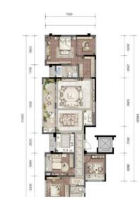 洋房B3户型  4室2厅1卫  建筑面积约147.00平米