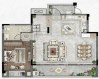 B1上叠户型， 叠加别墅，3室2厅3卫， 建筑面积约154.00平米