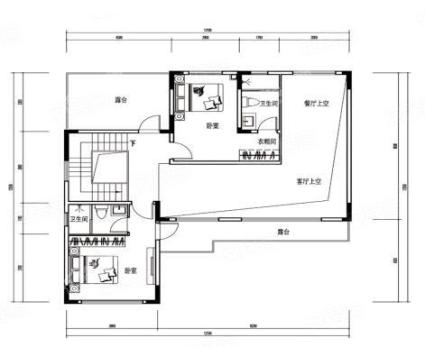 中交漫山大隐A户型， 叠加别墅， 4室2厅4卫，建筑面积约194.00平米