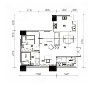 B户型， 公寓， 建筑面积约108.00平米