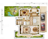 翡翠御园B户型， 独栋别墅， 6室4厅6卫 建筑面积约278.00平米