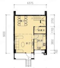 和记黄埔御峰B户型， 叠加别墅，3室3厅3卫， 建筑面积约155.00平米