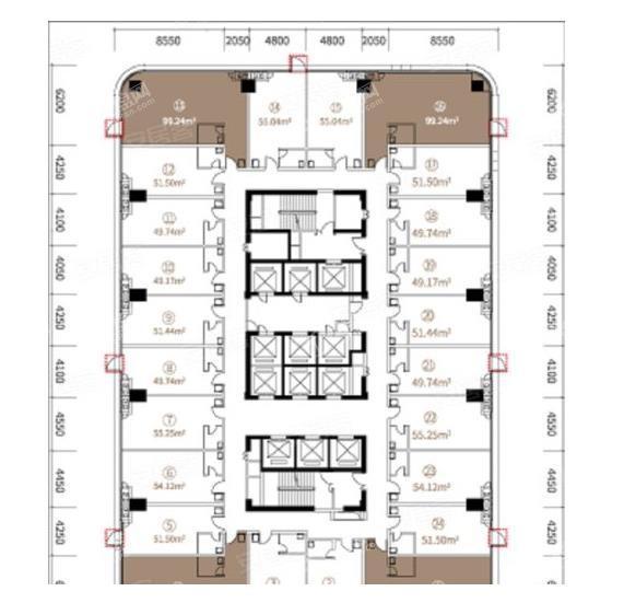 建面97-99户型， 公寓， 建筑面积约99.00平