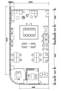 写字楼A户型， 开间， 建筑面积约168.00平米