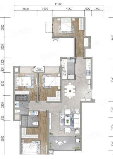 Y-A1户型  4室2厅2卫  建筑面积约140.00平米4