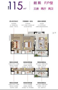 朗熙F户型，3室2厅2卫，约115平米