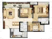 二期洋楼G6户型， 3室2厅2卫1厨， 建筑面积约99.00平米