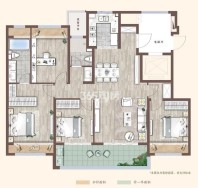 建发新城园玺约143㎡户型图，4室2厅2卫