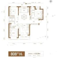 H1户型133平米3室2厅2卫
