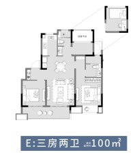 E户型，洋房，三室两厅，100平米