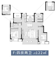 F户型，洋房，四室两厅，122平米