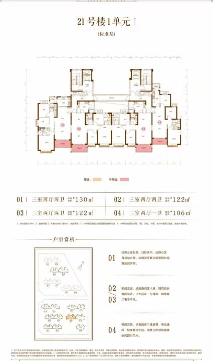 21号楼1单元户型分布图