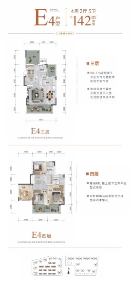 中南十洲层院户型图—E4户型142㎡