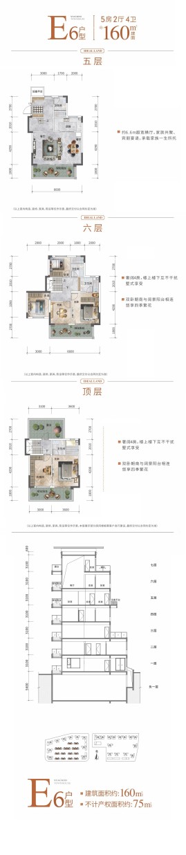 中南十洲层院户型图—E6户型160㎡