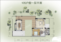 105㎡双拼别墅户型3室2厅2卫