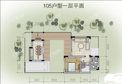 105㎡双拼别墅户型3室2厅2卫