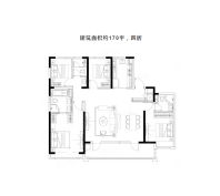 当代著家D户型，建筑面积约170平，4房2厅3卫