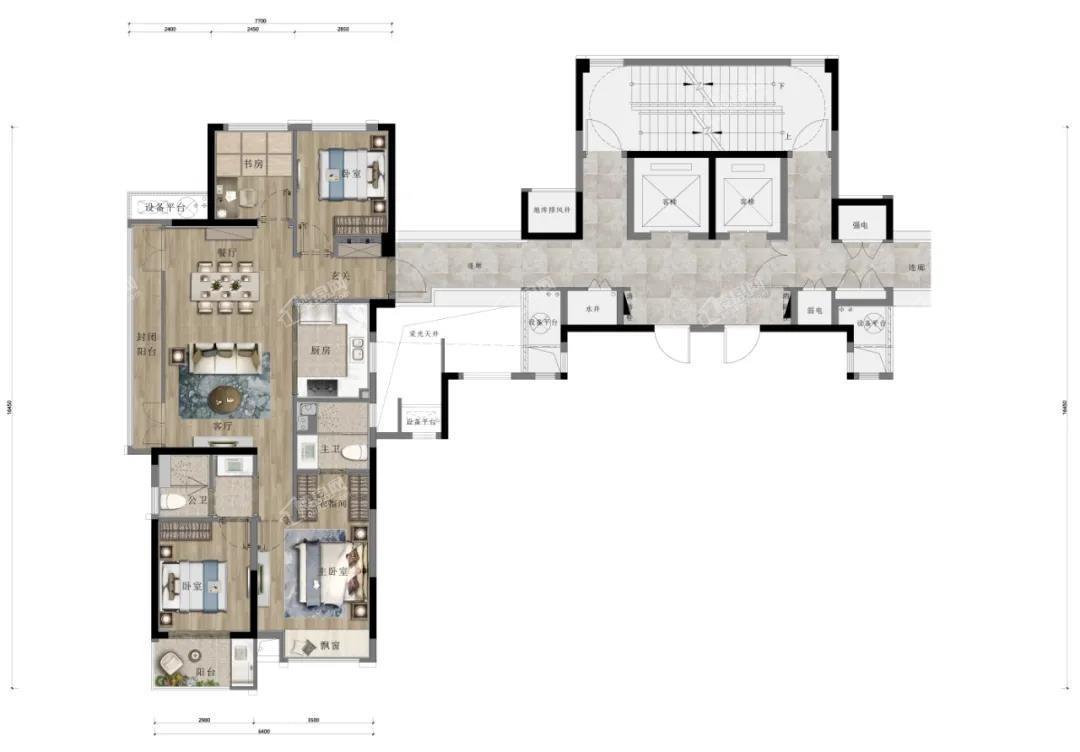 A建筑面积约124m²四房两厅两卫  