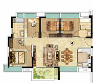 天际璟悦04户型4房2厅2卫119.66㎡