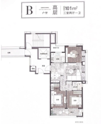 B户型101平三室两厅一卫