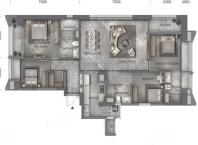 C户型套内128， 4室2厅3卫1厨， 建筑面积约172.00平米
