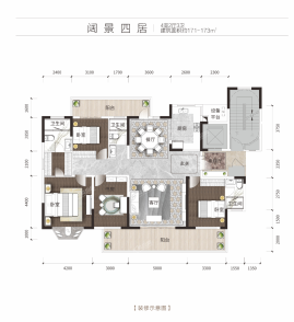 大唐臻观6A/6B/13/15#楼171-173㎡四房户型