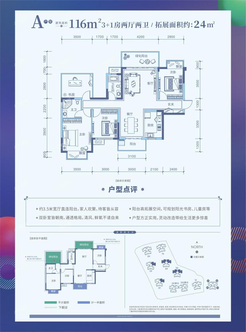 国悦九曲湾碧景园3/5/8/9#楼116㎡A户型