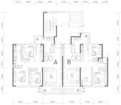 B户型建面120-127平米