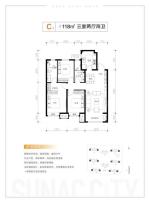 C户型3室2厅2卫118.0㎡