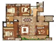 洋墅Y5套内107㎡户型， 4室2厅2卫1厨， 建筑面积约127.00平米