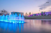 苏州国际会展中心广场 夜景喷泉音乐