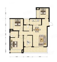 套内87㎡户型， 4室2厅2卫1厨， 建筑面积约92.00平米