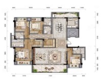 洋房H4户型， 5室2厅4卫1厨， 建筑面积约194.00平米
