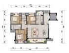 平层B1户型， 3室2厅2卫1厨， 建筑面积约118.00平米