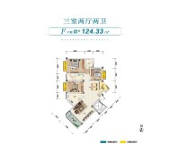 建面约124.33平三房两厅两卫