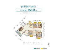 建面约150.53平四房两厅两卫