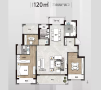 碧桂园·境雅四季花苑 大雅户型 120平米 3(+1)室2厅2卫